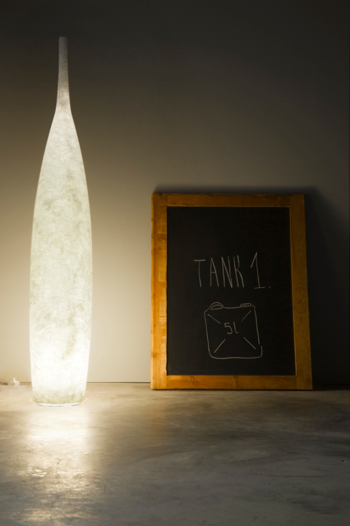 Floor Lamp Tank 1 In-Es Artdesign Collection Luna Color White Size 142 Cm Diam. 23 Cm